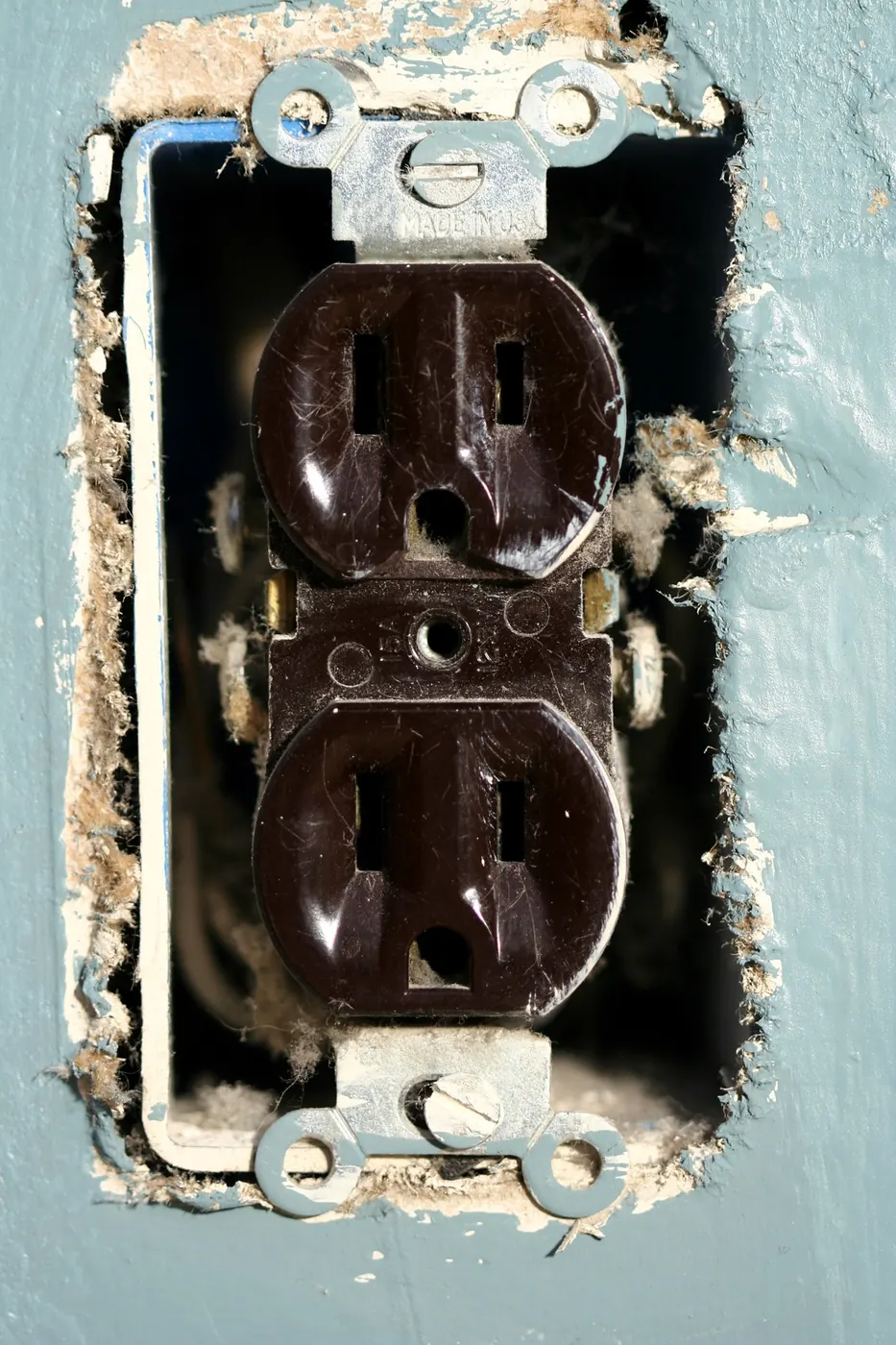 Worn electrical outlet needing evaluation
